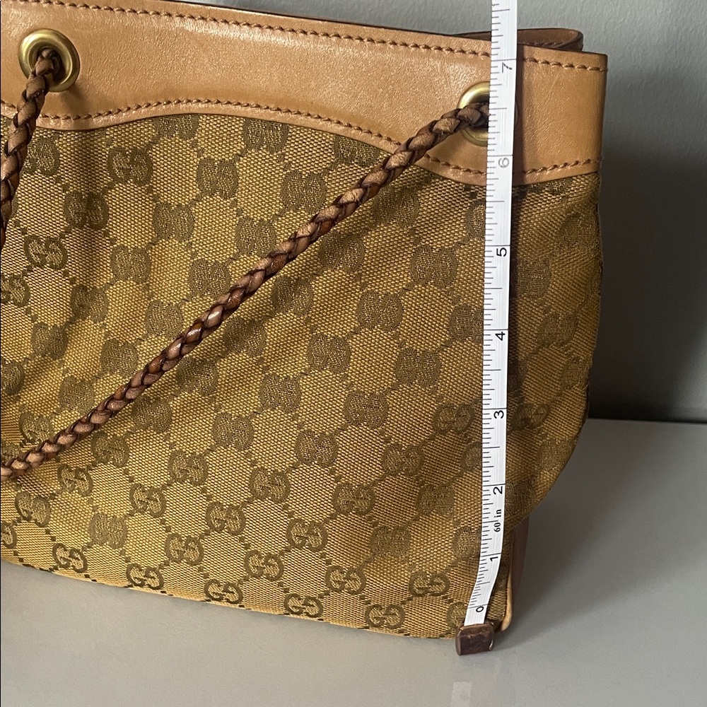 100% authentic great condition Gucci Brown Monogram Canvas Bag with Leather Trim - Picture 12 of 15